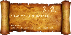 Kubritzky Nikolett névjegykártya